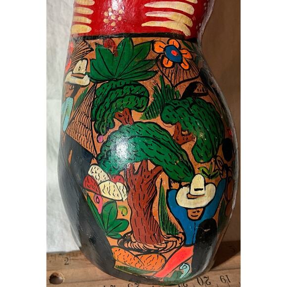 Vintage Mexican Folk Art Colorful Hand Painted Terracotta Cat Ornamental Figure - Picture 6 of 8